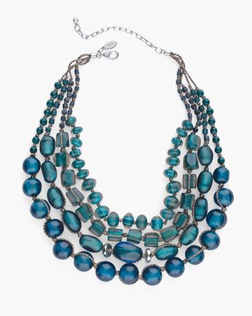 Short Teal Stone Multi-Strand Necklace - Chico's