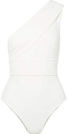 Maria One-shoulder Stretch-crepe Swimsuit - White