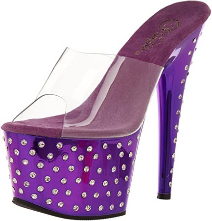 (Purple) Pleaser Women's Stardust-701 Sandal | Platforms & Wedges