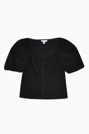 Black Dobby Button Through Shirt | Topshop