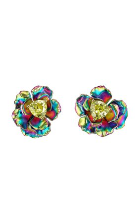 18k Gold Vermeil Rainbow Rose Stud Earrings With Recycled Aluminium By Anabela Chan