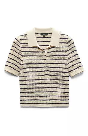 rag & bone Viola Stripe Cotton Blend Polo Sweater | Nordstrom