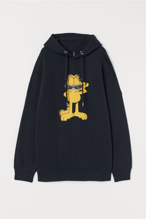 Oversized Sweatshirt Hoodie - Black/Garfield - Ladies | H&M US