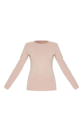 Khaki Cotton Long Sleeve Tshirt | Tops | PrettyLittleThing