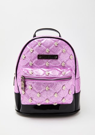 Rock Rebel Pink Glitter Unicorn Quilted & Studded Mini Backpack | Dolls Kill
