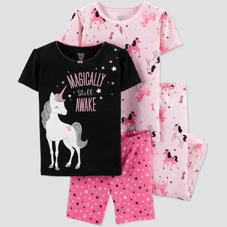 Toddler Girls' 4pc Pink Unicorn Pajama Set - Just One You® Made By Carter's Black/Pink : Target