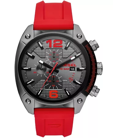 Diesel Overflow Chronograph Red Silicone Watch 55mm