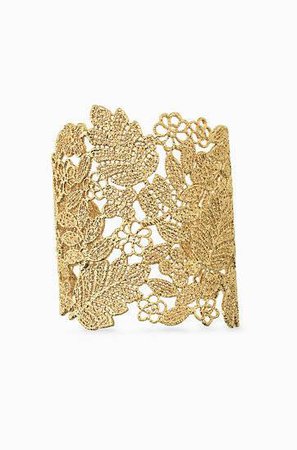 Lace Inspired Large Gold Cuff Bracelet | Gold Chantilly Lace Cuff | Stella & Dot