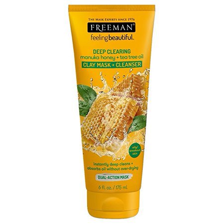 Freeman Deep Clearing Facial Clay Mask + Cleanser, Manuka Honey + Tea Tree Oil 6 oz - Walmart.com - Walmart.com