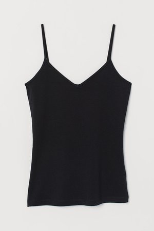 V-neck Cotton Tank Top - Black - Ladies | H&M US