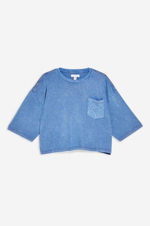 Acid Wash Crop T-Shirt | Topshop Blue