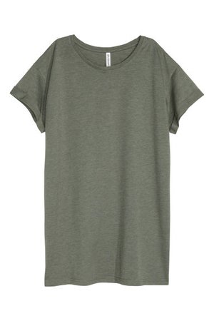 Long T-shirt - Khaki green - Ladies | H&M GB