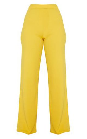 Mustard High Waisted Wide Leg Trousers | PrettyLittleThing