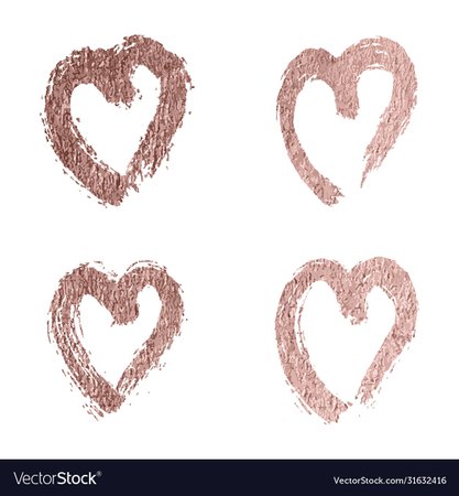 Set hearts rose gold foil glitter icon Royalty Free Vector