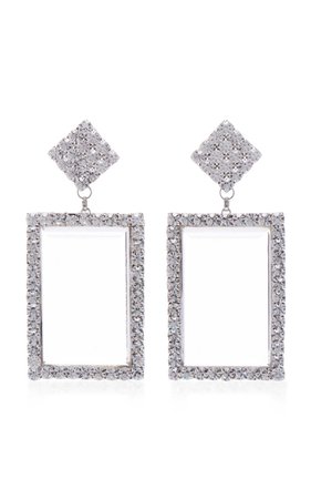 Alessandra Rich Crystal And Plexiglass Rectangle Earrings