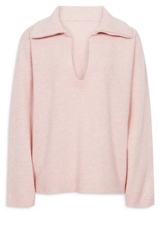 pink polo v neck cashmere sweater