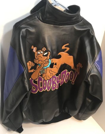 scooby doo leather jacket blue panels