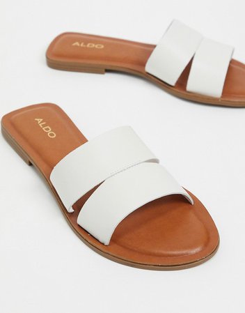 ALDO Andonia leather flat sandal in white | ASOS