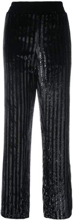 striped sequined trousers