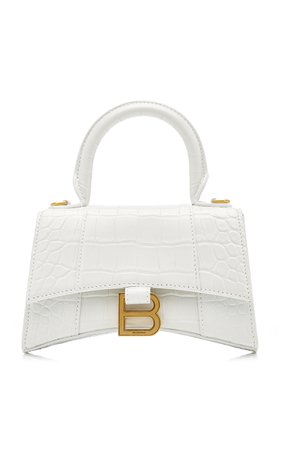 Hourglass Xs Croc-Effect Leather Top Handle Bag By Balenciaga | Moda Operandi