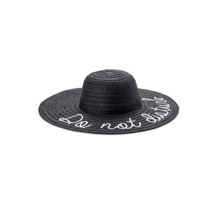 Time and Tru - Time and Tru Embroidered Floppy Hat - Walmart.com black