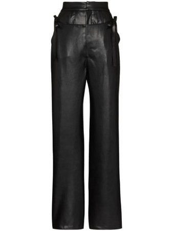 Shop black MARKOO layered-detail wide-leg trousers with Express Delivery - Farfetch