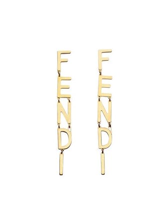Shop Fendi lettering logo pendant earrings with Express Delivery - FARFETCH