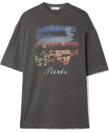 Oversized Printed Cotton-jersey T-shirt - Anthracite