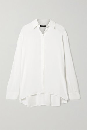 White Carla pleated chiffon blouse | The Row | NET-A-PORTER