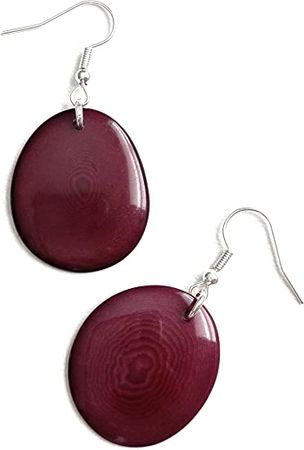 Amazon.com: Tagua Earrings in Burgundy, Vegetable Ivory Dangle Earrings TAG272, Organic Earrings, Tagua Earrings in Wine: Clothing, Shoes & Jewelry