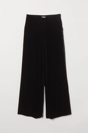 Silk-blend velvet trousers - Black - Ladies | H&M GB