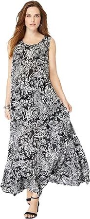 Amazon.com: Roaman's Women's Plus Size Sleeveless Crinkle Dress : Clothing, Shoes & Jewelry