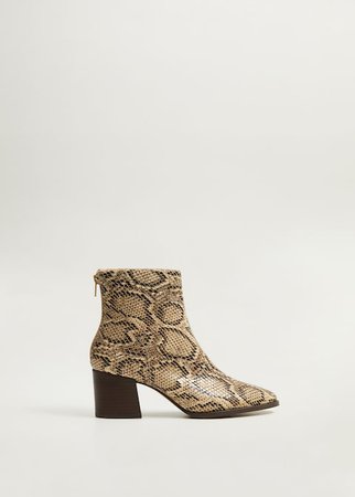 Snake-effect ankle boots - Women | Mango USA brown