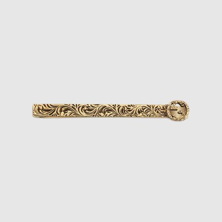 Undefined Yellow Gold Yellow gold tie bar with Interlocking G | GUCCI® US