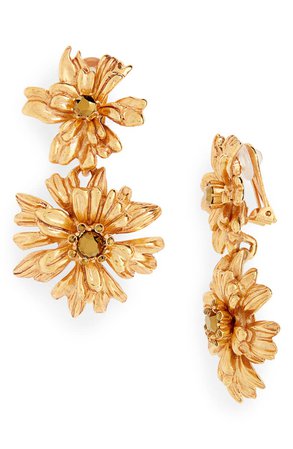 Oscar de la Renta Crystal Flower Drop Earrings | Nordstrom