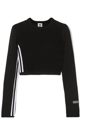adidas Originals | Cropped striped ribbed stretch-knit top | NET-A-PORTER.COM