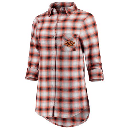 Oklahoma State Cowboys Concepts Sport Women's Forge Flannel Long Sleeve Button-Up Shirt – Black/Orange