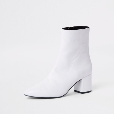 White leather block heel boots - Boots - Shoes & Boots - women