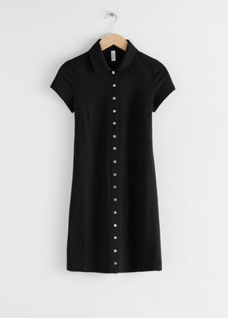 Button Up Mini Dress - Black - Mini dresses - & Other Stories