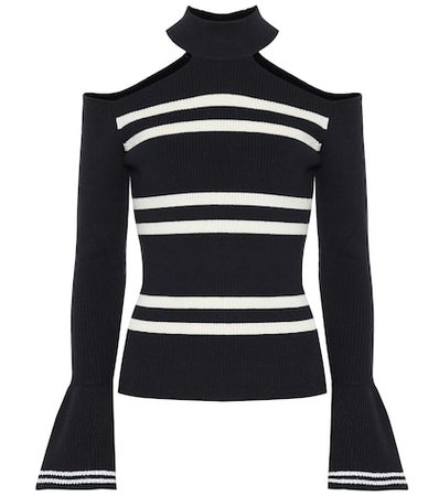 Striped cotton and wool sweater