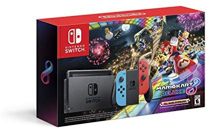 Amazon.com: Nintendo Switch w/ Neon Blue & Neon Red Joy-Con + Mario Kart 8 Deluxe (Full Game Download) - Switch: Video Games