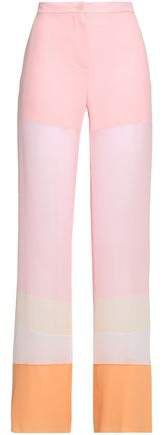 Color-block Silk-chiffon Wide-leg Pants