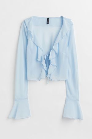 Blusa de chifón con olanes - Azul claro - Ladies | H&M MX