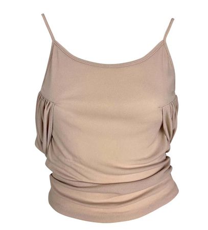 Early 2000s Gucci by Tom Ford Backless Beige Draped Tank Top