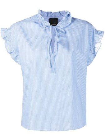 Shop blue Pinko Libero stripe ruffle blouse with Afterpay - Farfetch Australia