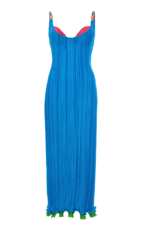 Versace - Colorblocked Plisse Tank Dress