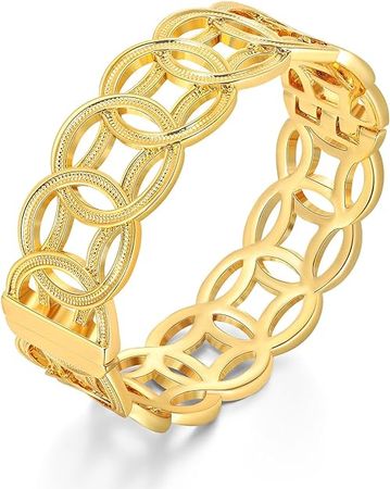 Amazon.com: WOWORAMA Chunky Gold Bangle Bracelets for Women Statement Cuban Link Chain Bangle Bracelets Thick Wide Open Hinged Cuff Bangles Minimalist Wrist Cuff Bracelets: Clothing, Shoes & Jewelry
