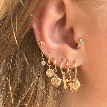 gold earrings stack
