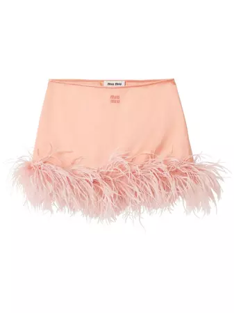 Miu Miu feather-trimmed Satin Miniskirt - Farfetch
