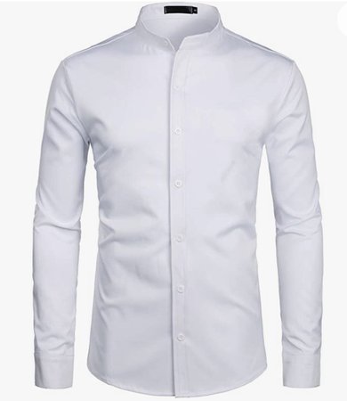 White Grandad Collar Shirt
